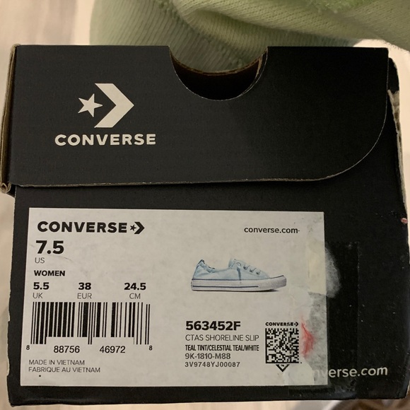 Converse sneakers women’s 7.5 low top shoreline slip mint green teal aqua canvas - Picture 8 of 8